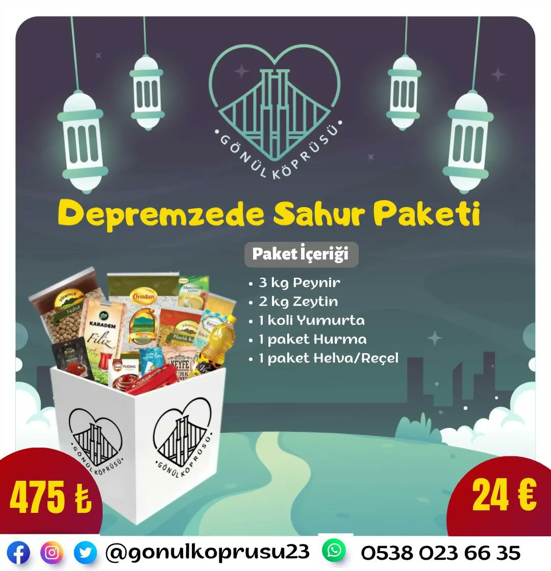 Hayırlı ramazanlar 🧡

Ramazan ayı için ihtiyaç sahibi ve depremzede yüzlerce ailemize iftar ve sahur paketlerini ulaştırmayı hedefliyoruz 💪🏻Kampanyamıza katkı sağlamak isteyenlerin mesaj atarak bize ulaşabileceğini hatırlatmak isteriz 🤗 

Tespit et🌸 Teşvik et🌸 Teslim et🌸