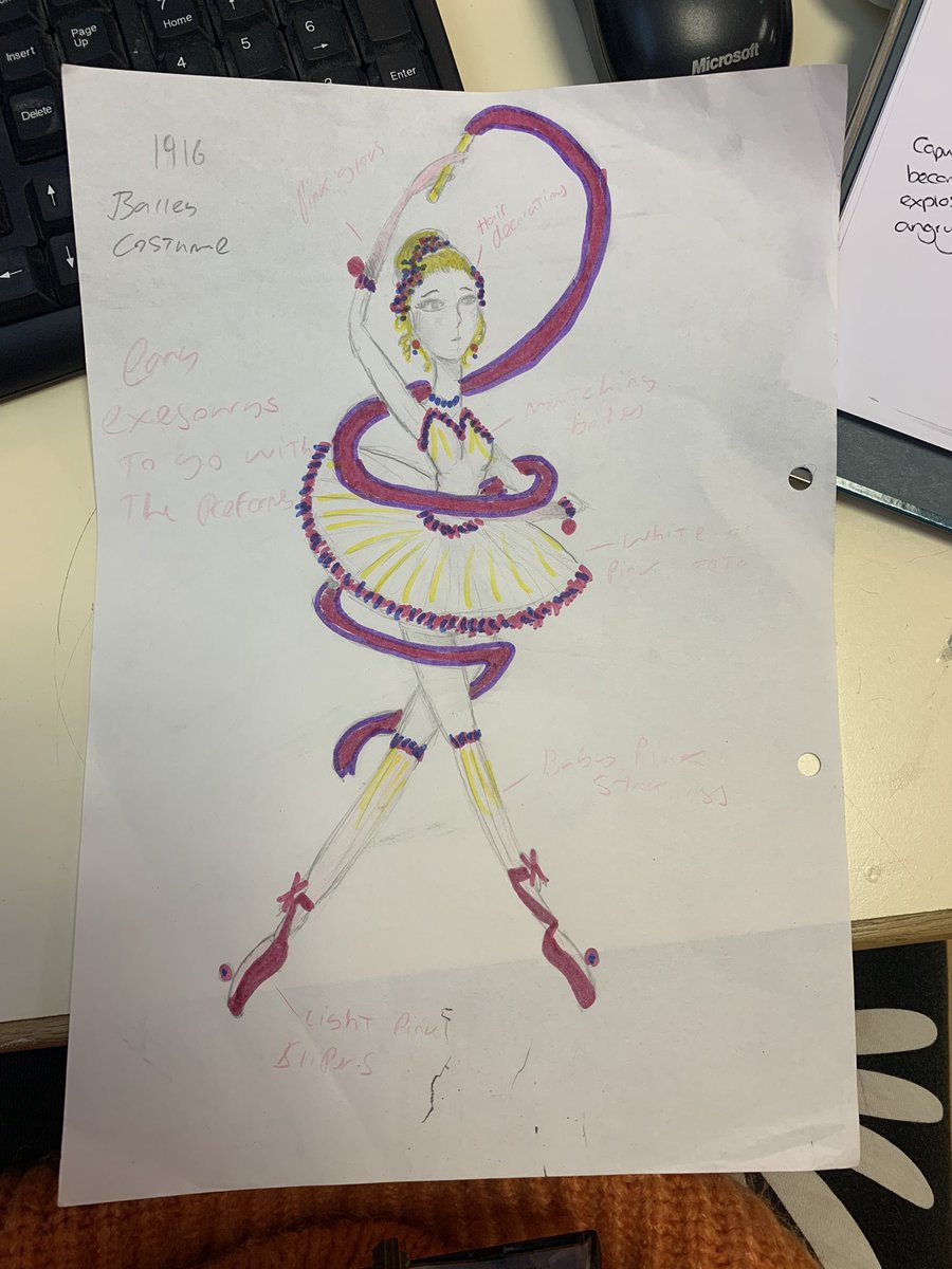 How amazing are these costume designs by our talented Year 9 Drama class 🎭 ✏️ A soldier and ballerina from 1916! <a href="/MaestegSchool/">Maesteg School</a> #motivatedtostrive