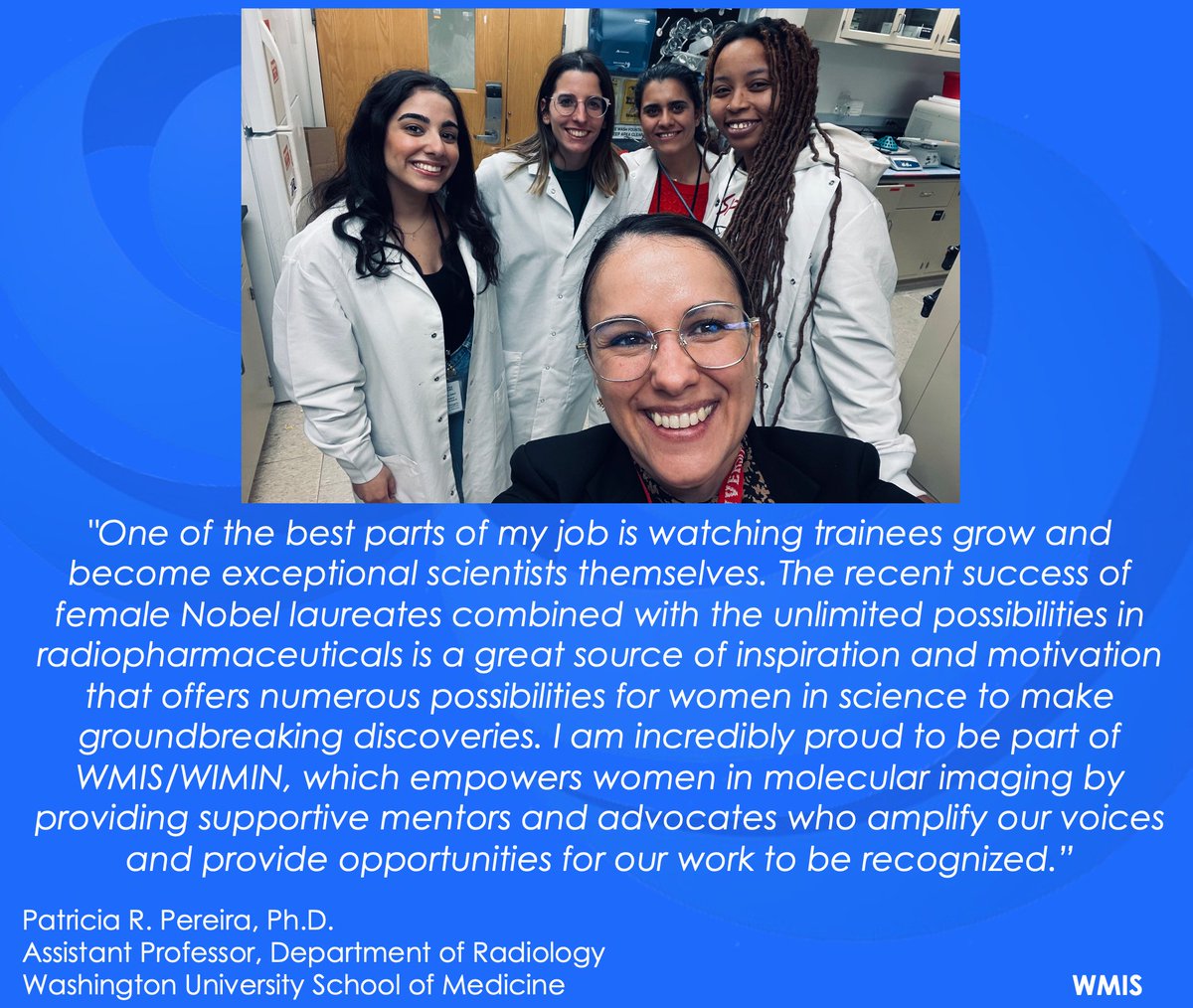 WMIS WMIC (@wmiswmic) on Twitter photo WashU Prof. Patricia R. Pereira knows that women leading STEM fields, including recent female Nobel laureates, inspire and motivate young female scientists. @Pat_MRP_PhD holds great pride in mentoring her trainees, and finds <a href="/WIMIN_WMIS/">WMIS WIMIN</a> invaluable to her success! <a href="/MIRimaging/">WashUMedMIR</a> #WHM WashU Prof. Patricia R. Pereira knows that women leading STEM fields, including recent female Nobel laureates, inspire and motivate young female scientists. @Pat_MRP_PhD holds great pride in mentoring her trainees, and finds <a href="/WIMIN_WMIS/">WMIS WIMIN</a> invaluable to her success! <a href="/MIRimaging/">WashUMedMIR</a> #WHM