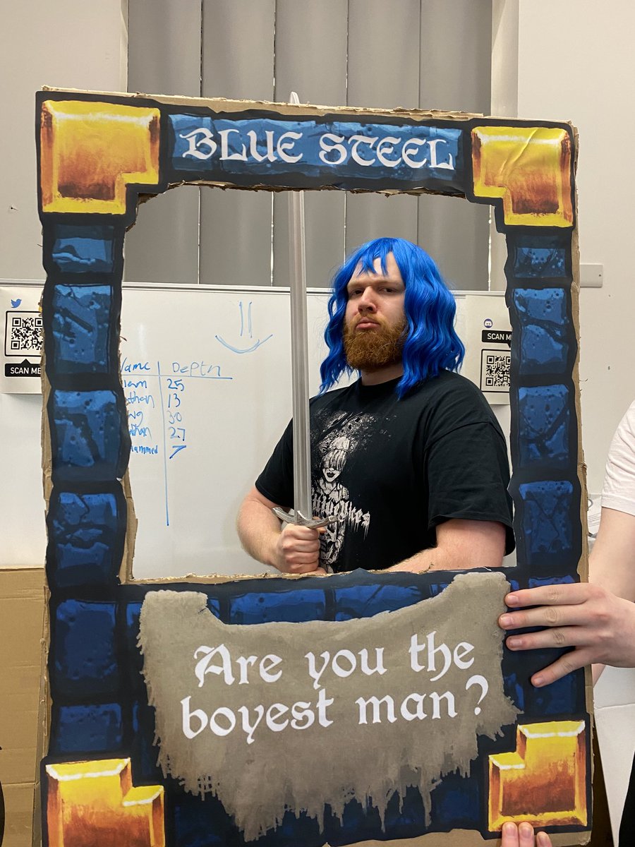 Come meet Boy-Man himself! A photo op awaits you if you dare

Find us on the computers at the end of the room and start your descent!