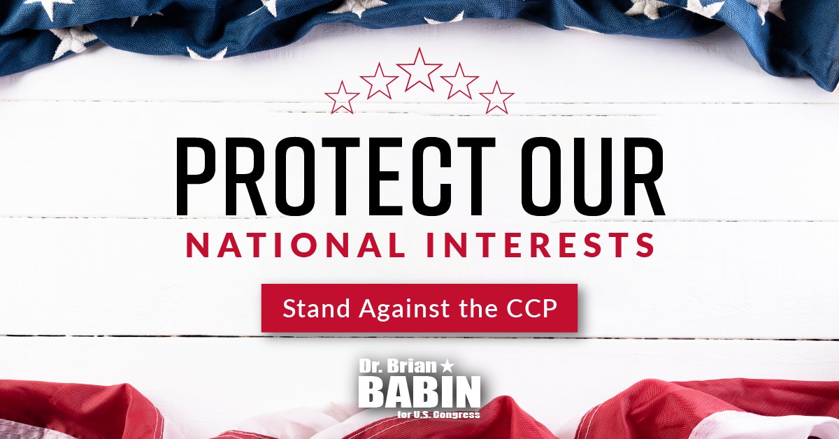 Babin4Congress's tweet photo. The CCP takes advantage of the US on trade, steals our technology, and threatens our national security by creeping further into the South China Sea. House Republicans will stand united to combat the CCP's hostile acts against our nation. https://t.co/bWzwBOBe7q