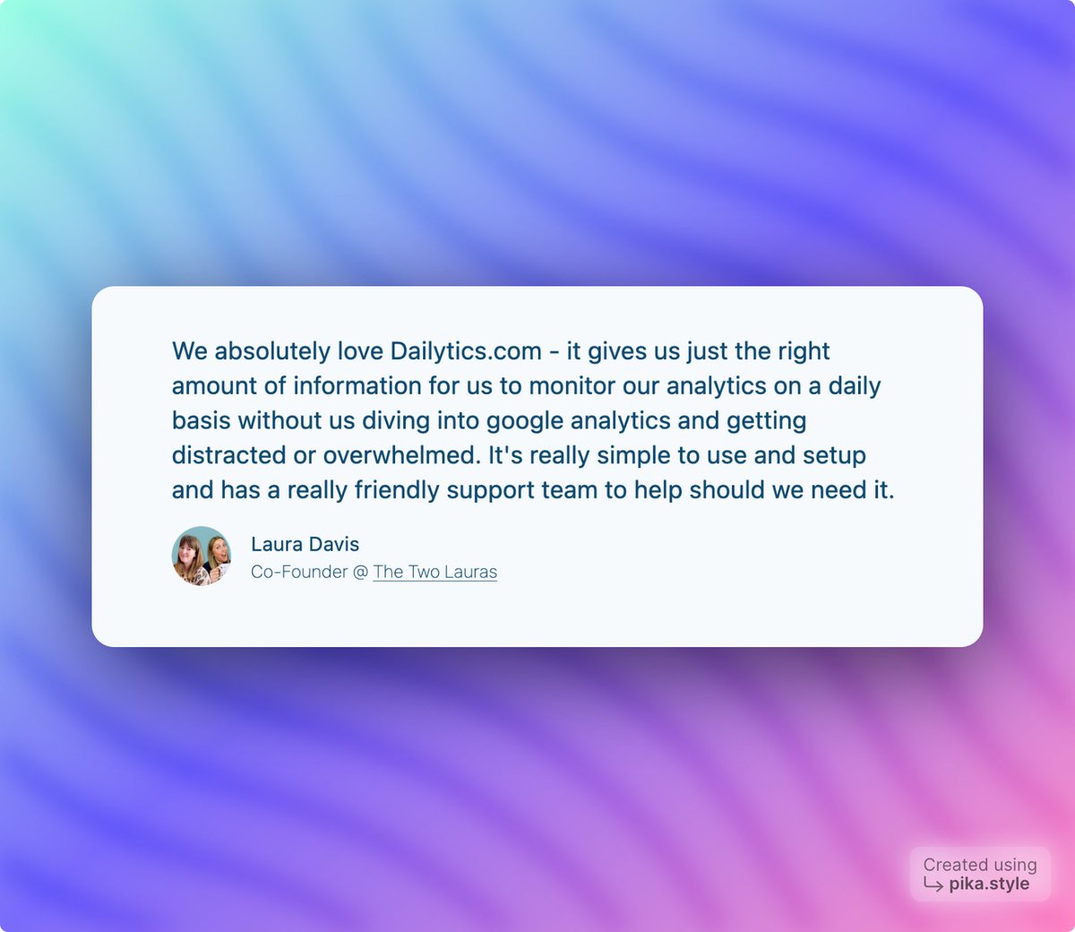 dailyticsreport's tweet photo. Just added a new lovely testimonial to the website, from the fantastic team @thetwolauras ❤️ https://t.co/XDxktKnAJ0