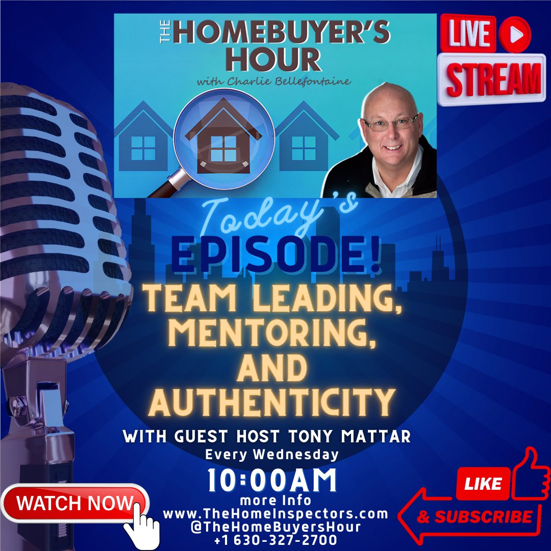 Join us for an exciting new episode of The HomeBuyers Hour with guest host Tony Mattar! Discover the secrets to leading a successful team, mentoring younger agents, and the importance of authenticity in business.

Watch - youtube.com/@Thehomeinspec…

#homebuyershour #youalwaysgetmore