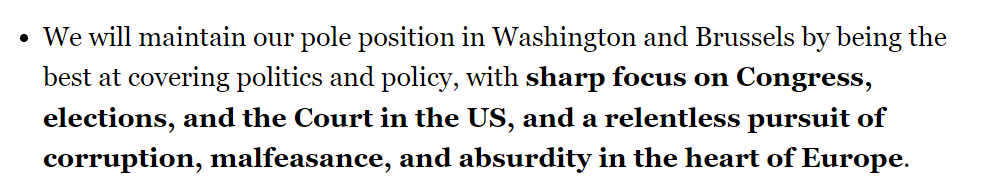 spignal's tweet photo. Interesting to see how Politico's editorial masters back in America view the task of its Brussels arm: "a relentless pursuit of corruption, malfeasance, and absurdity in the heart of Europe". The kind of tone one expects from the Daily Mail...  https://t.co/Ldzeb9cdBo https://t.co/cbsfd3oIvh