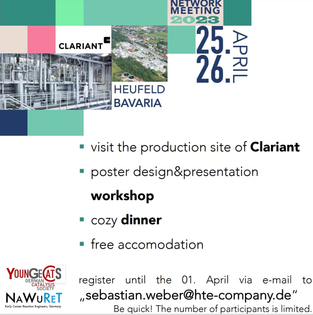 We warmly invite you to this years Network Meeting in Heufeld, Bavaria. We will visit the production site of Clariant, have a Poster Design & Presentation Workshop and a cozy dinner – sponsored by Clariant. The rooms are book and payed, so all you need to do is register!