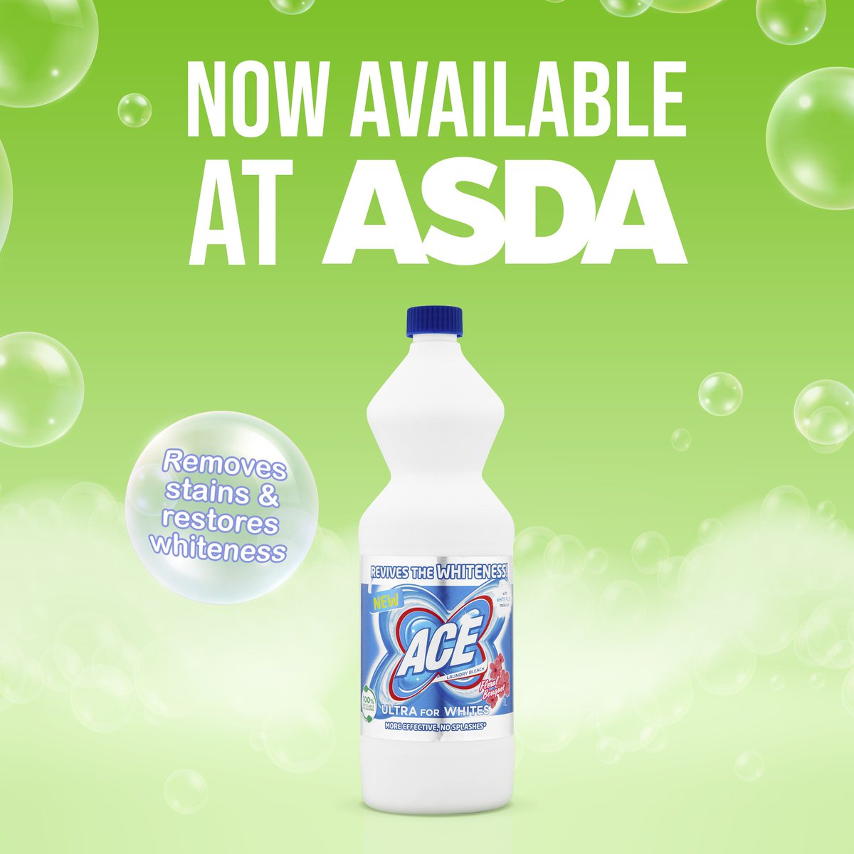 You guessed it right! 💚 ACE Ultra for Whites is now available at Asda! 🎉