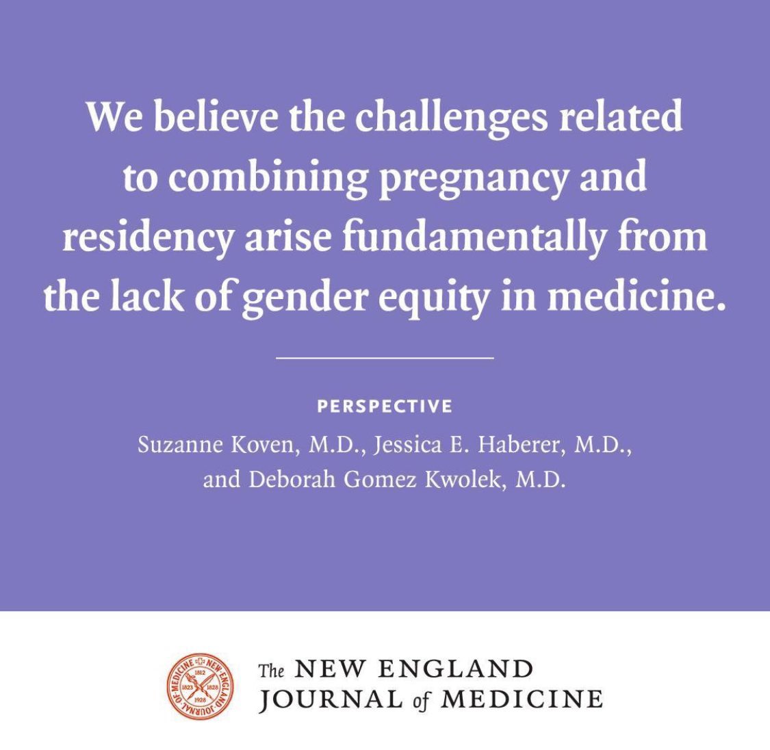 Interesting discussion about pregnancy and the challenges faced by individuals who wish to remain in the workforce (these issues are not unique to medical residency) nejm.org/doi/full/10.10…