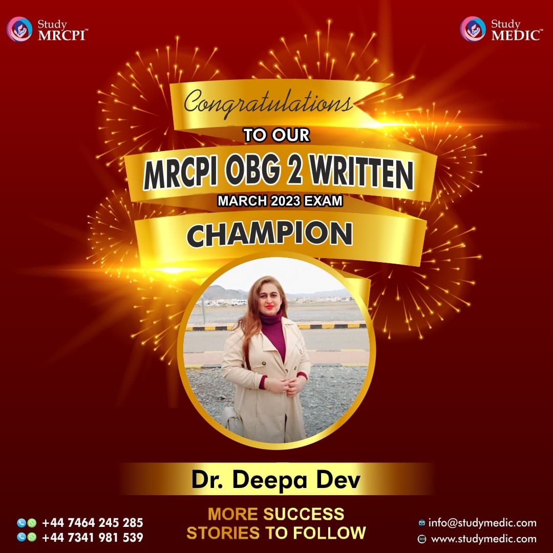 Study_MEDIC's tweet photo. Hearty congratulations to Dr. Deepa Dev
Stay tuned for more success stories!!!
Join our Telegram Study Groups for FREE!!!
๐ MRCPI OBG 2 WRITTEN : https://t.co/r9Xi10pzQE
๐MRCPI OBG 2 OSCE :https://t.co/qOPhvMkPKF
#MRCPI #MRCPIWrittenexam #MRCPIWrittenMarch2023examResults https://t.co/IGocXumXH1