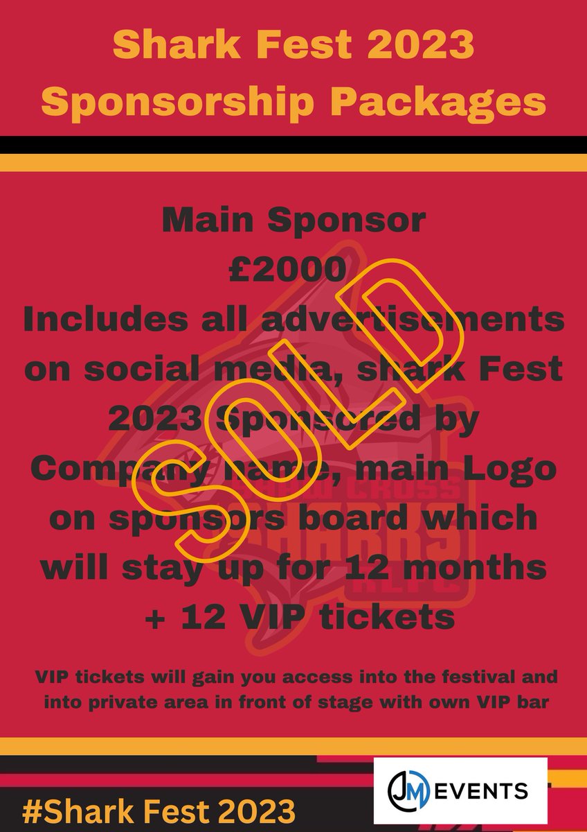 SharksOA's tweet photo. Limited Sponsor opportunities remain for Shark Fest ‘23! 

Massive thanks to our Event Sponsor and Stage Sponsor that have already committed. We will make announcents on these in the coming days.
If you want more info please contact @BrettTurner85 or @Pmarch71 #SharkFest23 https://t.co/YWIK8IakF4