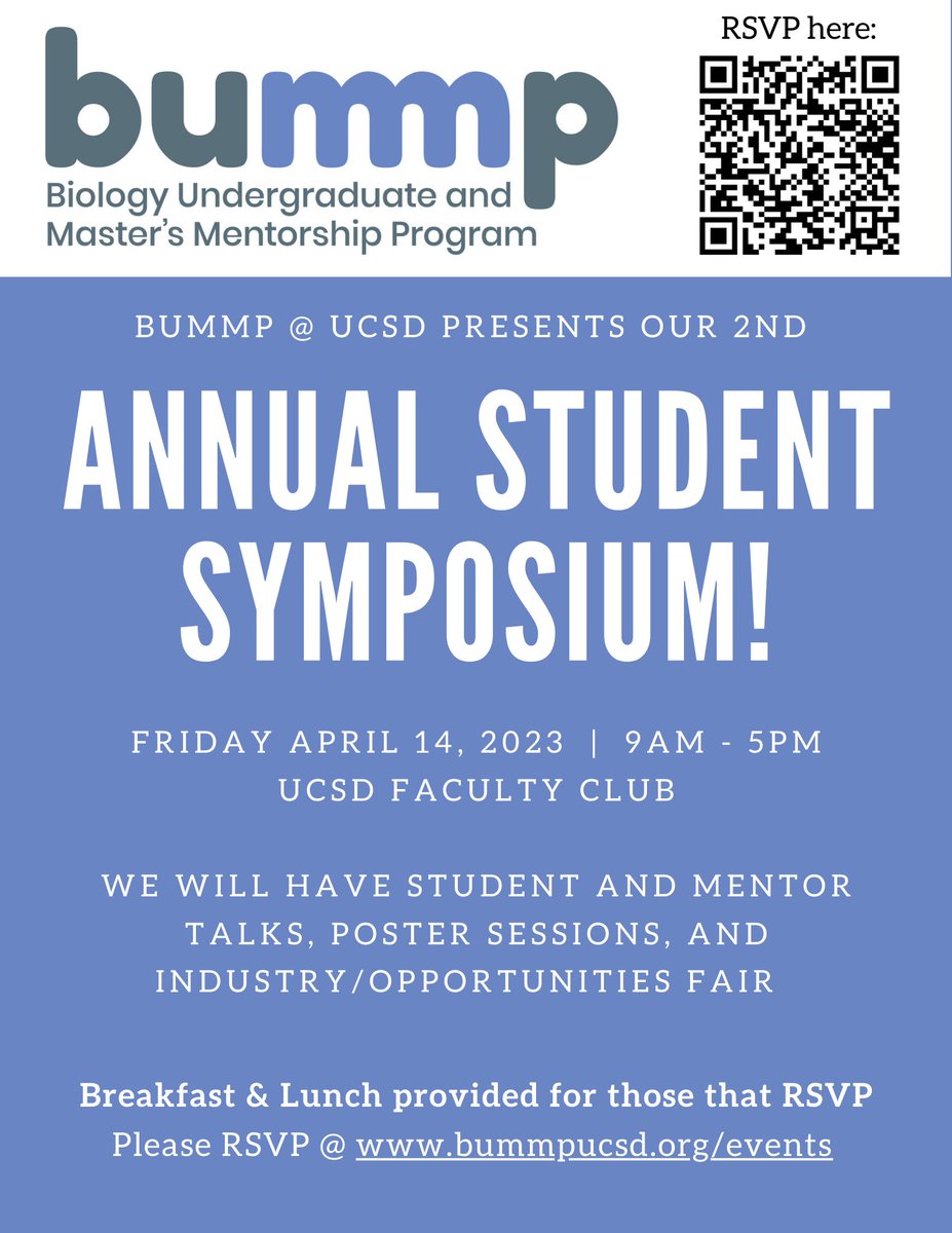 BUMMP will be hosting its 2nd BUMMP Annual Student Symposium (BASS)! This in-person event is for both mentees and mentors to celebrate our BUMMP community and the research done by our members. We encourage everyone to join us! RSVP by 3/31: docs.google.com/forms/d/e/1FAI…