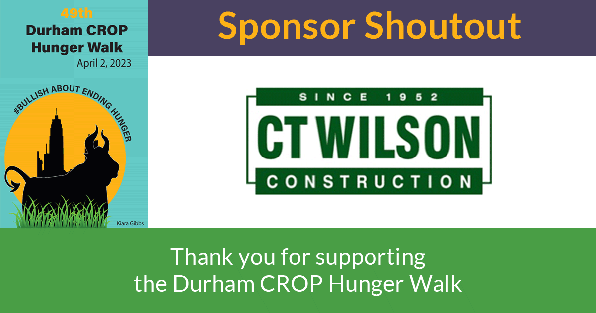CROPWalkDurham's tweet photo. Shout out to @CTWConstruction!

Thank you for your partnership in the fight against hunger!

#BullishAboutEndingHunger #DurhamCROPWalk #DurhamNC https://t.co/OYngkrT5jf