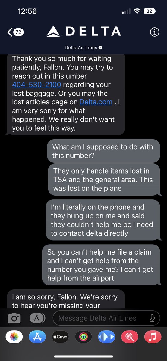theFallonRice's tweet photo. @delta I’ve tried to handle this offline. We have gone to ATL baggage claim, lost &amp; found, etc several times over the last week and NOTHING. We were told to file a claim online. We can’t file said claim online bc they won’t give us a claim number at the airport. https://t.co/9FDVLCRfPN