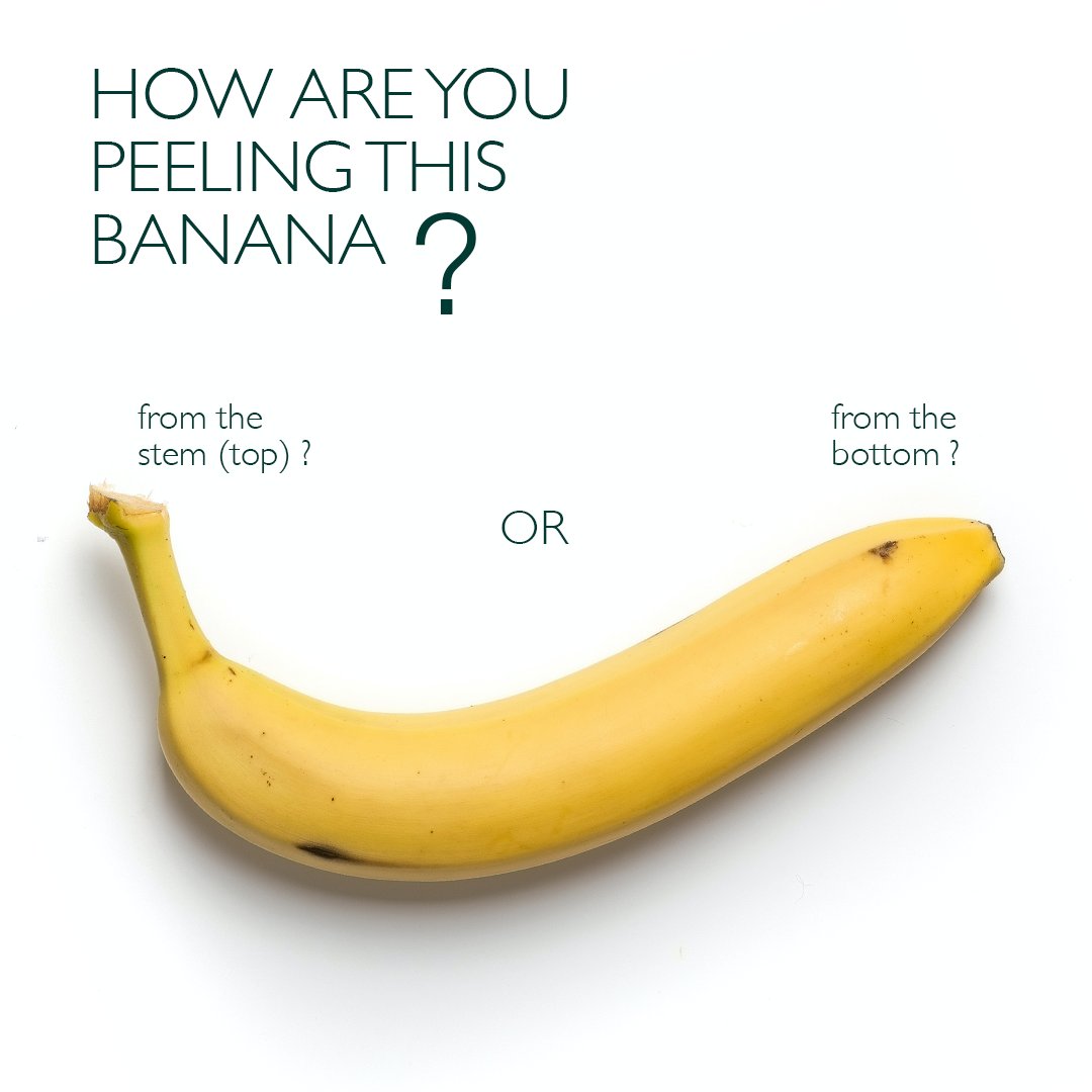 luhvdrinks's tweet photo. Let's settle this once and for all...

What's your preferred way of opening a banana: from the top or the bottom?

#banana #QuestionOfTheDay https://t.co/RlwHCFrbSZ
