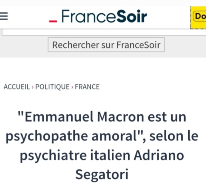 AdrianoSegatori's tweet photo. Il popolo francese, incazzatissimo, ha emesso un mandato di cattura nei confronti di Macron, reclamando la sua decapitazione. I soliti esagerati. Nel mio video riguardante il suo profilo mica chiedevo questo. Comunque la sua pericolosità è ormai più che confermata ufficialmente. https://t.co/2bRHvlumcP