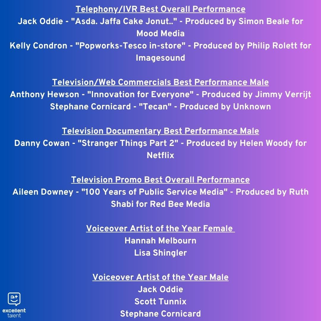 🏆THE NOMINATIONS ARE IN!🏆 Congratulations to all TWELVE of our incredibly talented voiceovers who have all been nominated for a OneVoiceAward! We are beyond thrilled and wish you all the best of luck🤩 #onevoiceawards #voiceover #voiceoverartist #congratulations