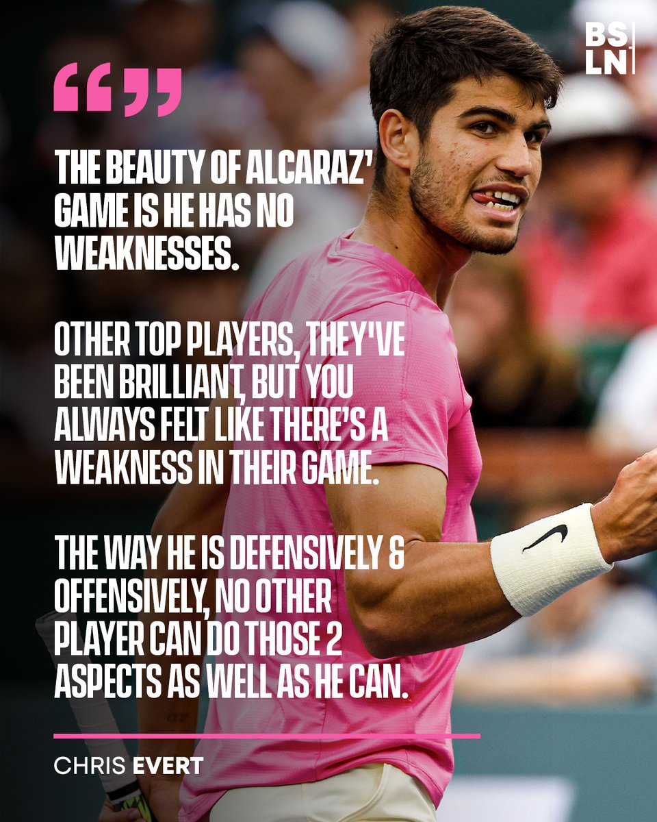 wearebsln's tweet photo. Does @carlosalcaraz have 0 weaknesses? 😮

#MiamiOpen | @ChrissieEvert https://t.co/HIFbjNwyrB