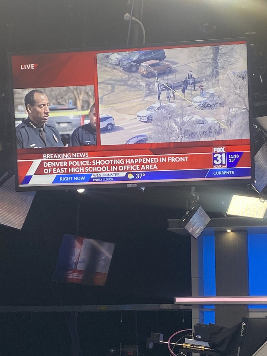 #BREAKING: 2 school administrators shot by student at East High School, according to police . @DPSNewsNow says the student was under a “safety plan” to be searched every day and the administrators near the office found the gun. That’s when shots were fired.
