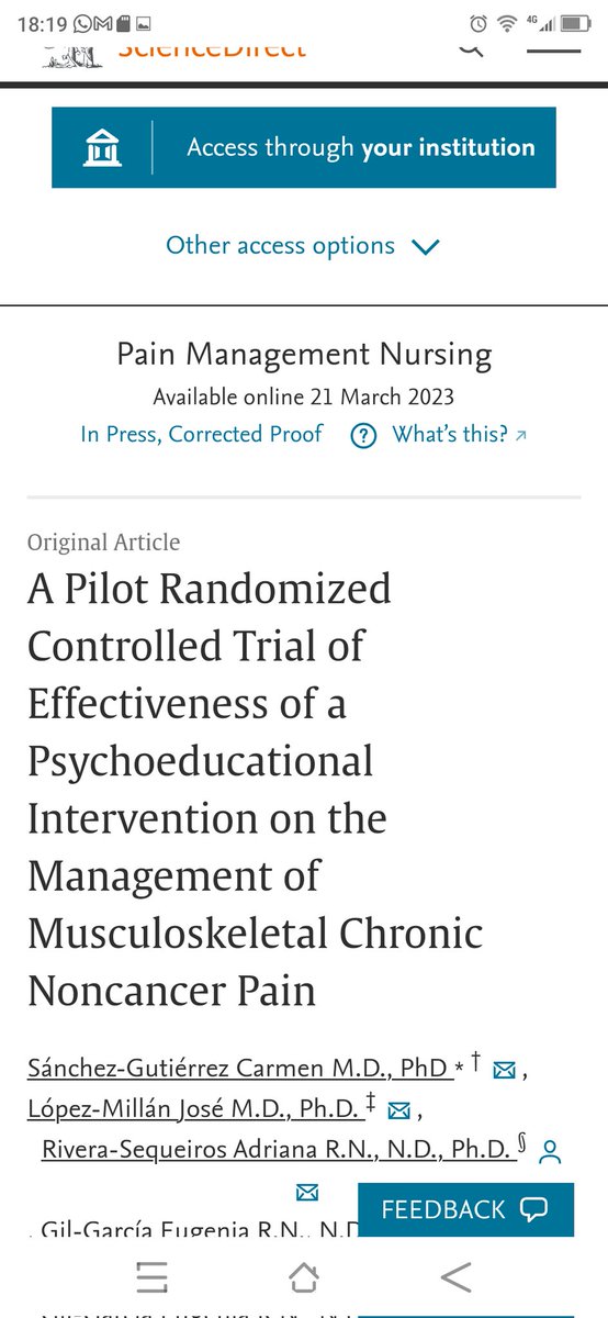 Publicación muy especial! Intervencion psicoeducativa en el formato de Ensayo Clínico Aleatorio de alta calidad metodológica (clínicaltrials.gov) evidenciando impacto en manejo clínico de pacientes con dolor crónico no oncológico musculoesquelético👇
lnkd.in/eFu5uJE9