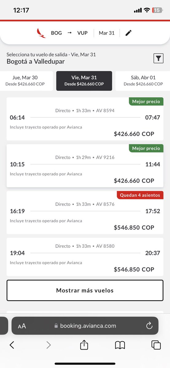 🚨 Avianca, quien tiene MONOPOLIZADA la ruta Bogotá - Valledupar, abusa con altos precios de los tiquetes. Más de $1.000.000 un vuelo. Urgente regulación y vigilancia. Se aprovechan de su dominio absoluto con o sin Festival Vallenato. <a href="/Avianca/">avianca</a> <a href="/WRadioColombia/">W Radio Colombia</a> <a href="/JuanPabloCalvas/">Juan Pablo Calvás</a>
