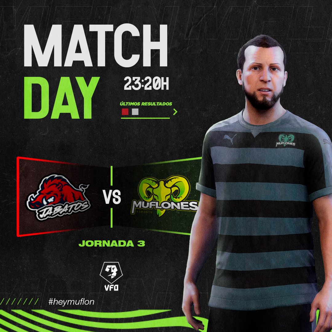 ⚔️¡MATCH DAY! 🆚 <a href="/Jabatos_FC/">Jabatos FC</a> 
 
⏰23:20
🎮<a href="/VFOspain/">VFO España</a> <a href="/VFOspain_ps/">VFOspain PS</a>

 #heymuflon 

#fifa23 #ps4 #ps5