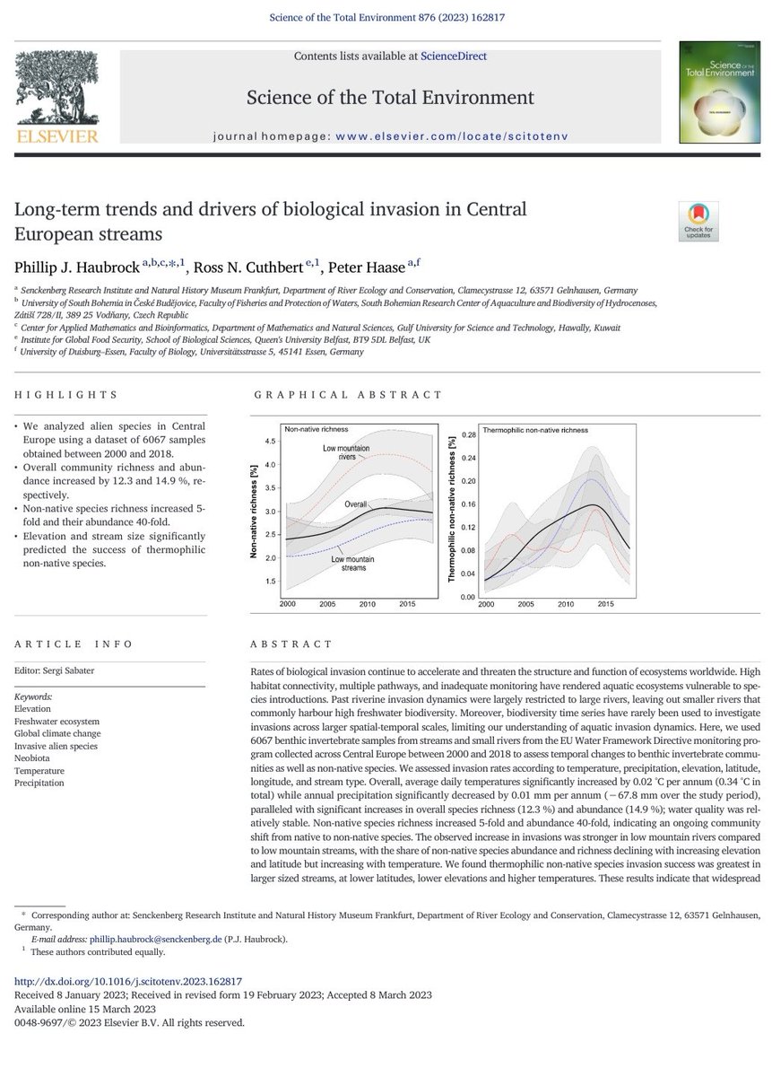 🚨 New #biologicalinvasions article on long term trends and drivers published in @STOTEN_journal. /w @ross_cuthbert #invasivespecies
Free access:
authors.elsevier.com/a/1gl~g_17GgIs…