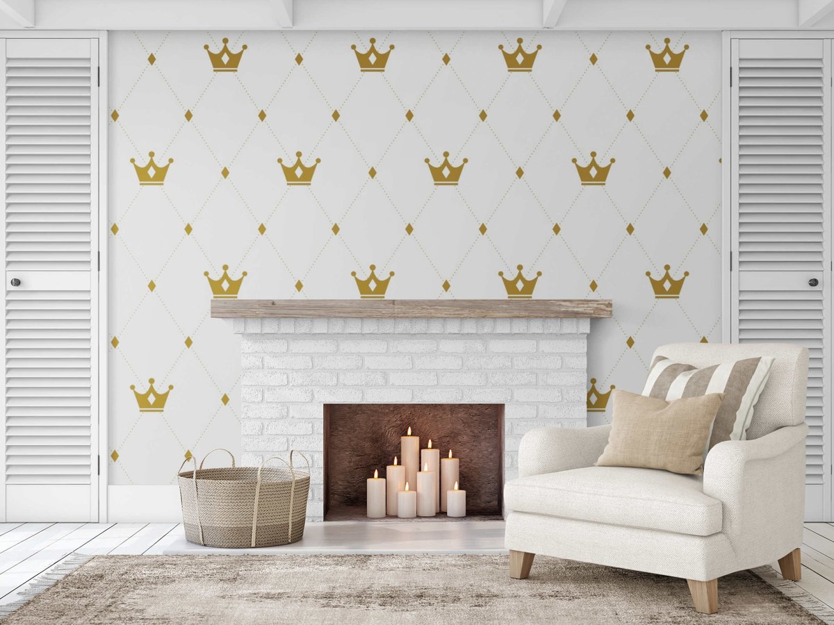 Luxury Vinyl Gold Crown Pattern Wallpaper Peel & Stick Removable Wallpapers
etsy.me/3TC2Jjt 
#walldecor #wallpapermural #peelandstickwallpaper #peelastickdecor #removablewallpaper #luxurypattern #crownpattern #whitewallpaper #bedroomdecor #accentwall #muralwall