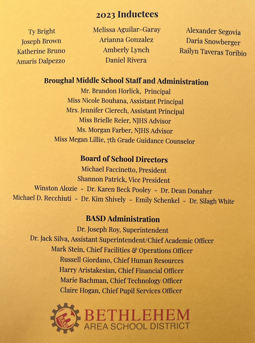 Jack Silva (@basdjacksilva) on Twitter photo Congratulations to the 2022-2023 Inductees to the <a href="/BASDBroughalMS/">Broughal MS</a> National Junior Honor Society! Very #BASDproud of these leaders! 💙💛 <a href="/BethlehemAreaSD/">BASD</a> <a href="/Bhorlick25/">Brandon Horlick</a> <a href="/Miss_Bouhana/">Nicole Bouhana</a> <a href="/CierechJen/">Jen Cierech</a> Congratulations to the 2022-2023 Inductees to the <a href="/BASDBroughalMS/">Broughal MS</a> National Junior Honor Society! Very #BASDproud of these leaders! 💙💛 <a href="/BethlehemAreaSD/">BASD</a> <a href="/Bhorlick25/">Brandon Horlick</a> <a href="/Miss_Bouhana/">Nicole Bouhana</a> <a href="/CierechJen/">Jen Cierech</a>