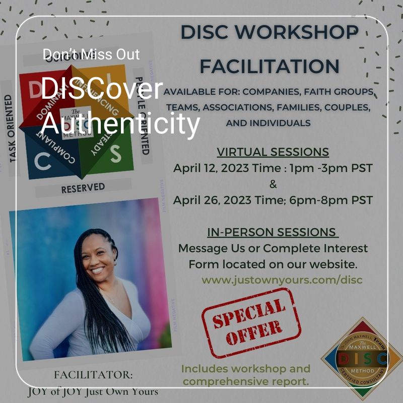 justownyours's tweet photo. Are you ready to gain a deeper understanding of yourself &amp; others for greater success? We offers a fun &amp; interactive DISC Training to help individuals identify the ideal environment, their 7 key areas of strength, &amp; how they can grow into their potential.
https://t.co/bNuuVe96lj https://t.co/76Xhzahafm