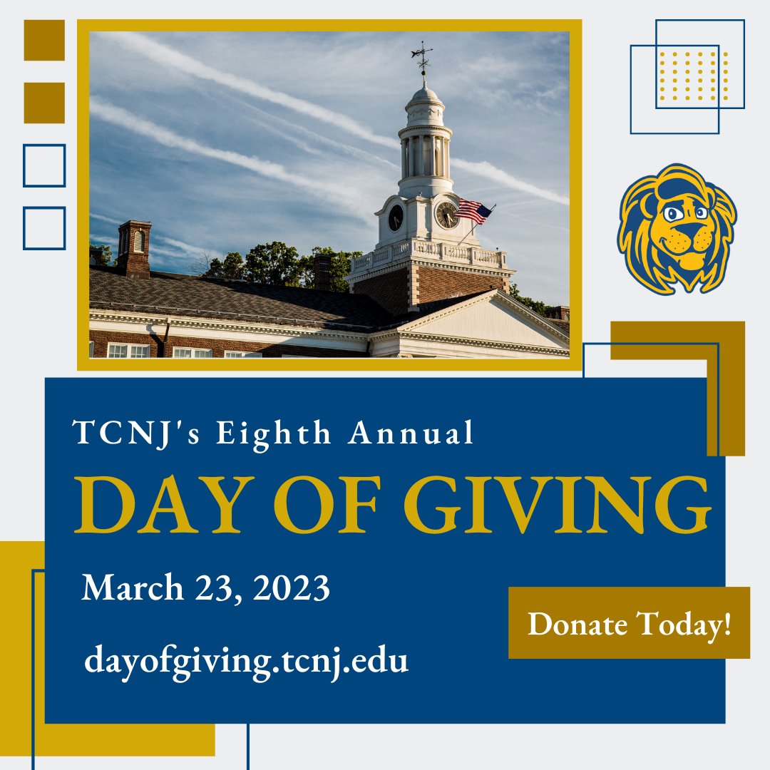 TOMORROW is <a href="/TCNJ/">TCNJ</a> 's Annual #DayofGiving. Each year, I give back to THE COLLEGE that opened up so many doors for me.I am hopeful my fellow #TCNJAlumni will join me in extended our appreciation.  To give, visit: lnkd.in/e5uSNJPP . #OneDayTCNJ