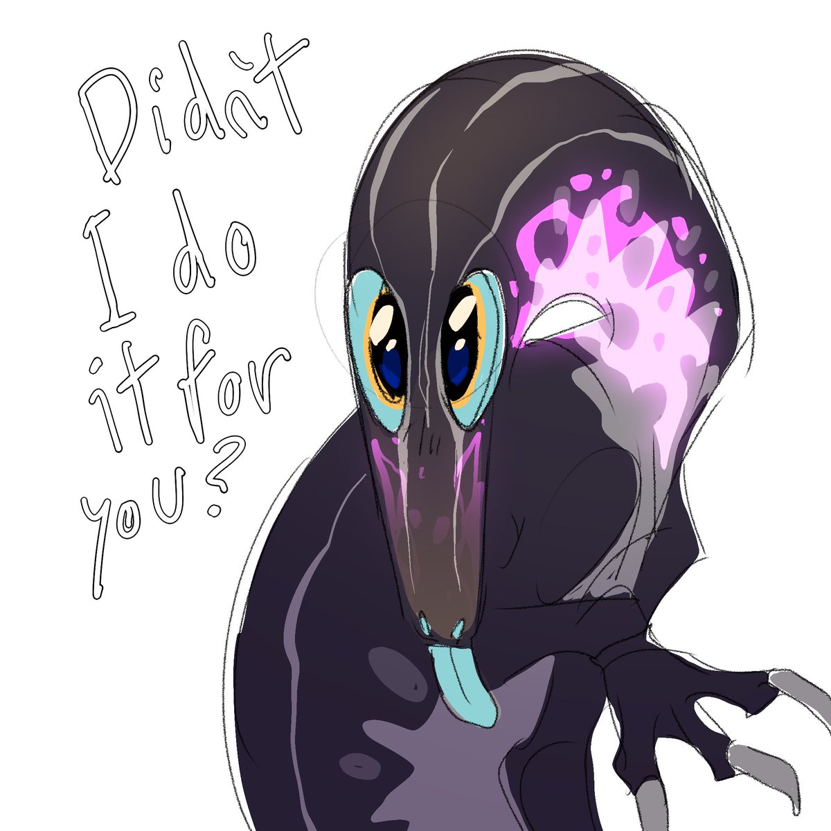 Najitsu05's tweet image. Drawings of my Bioluminant Megaraptor on #beastsofbermuda! She is my new pride and joy 🤍💜🖤 #digitalart #digitalarts #digitalartist #paleontology #dinosaur #dinosaurart