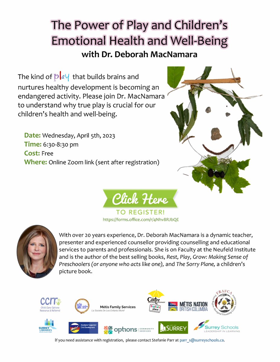 chcareoptions's tweet photo. Parent & Educators, don't miss out on this amazing opportunity! The Power of Play & Children's Emotional Health & Well-Being w/ @DebMacNamara
https://t.co/SrGKefTYjM #playmatters #lethemplay https://t.co/BO4oOCav4G