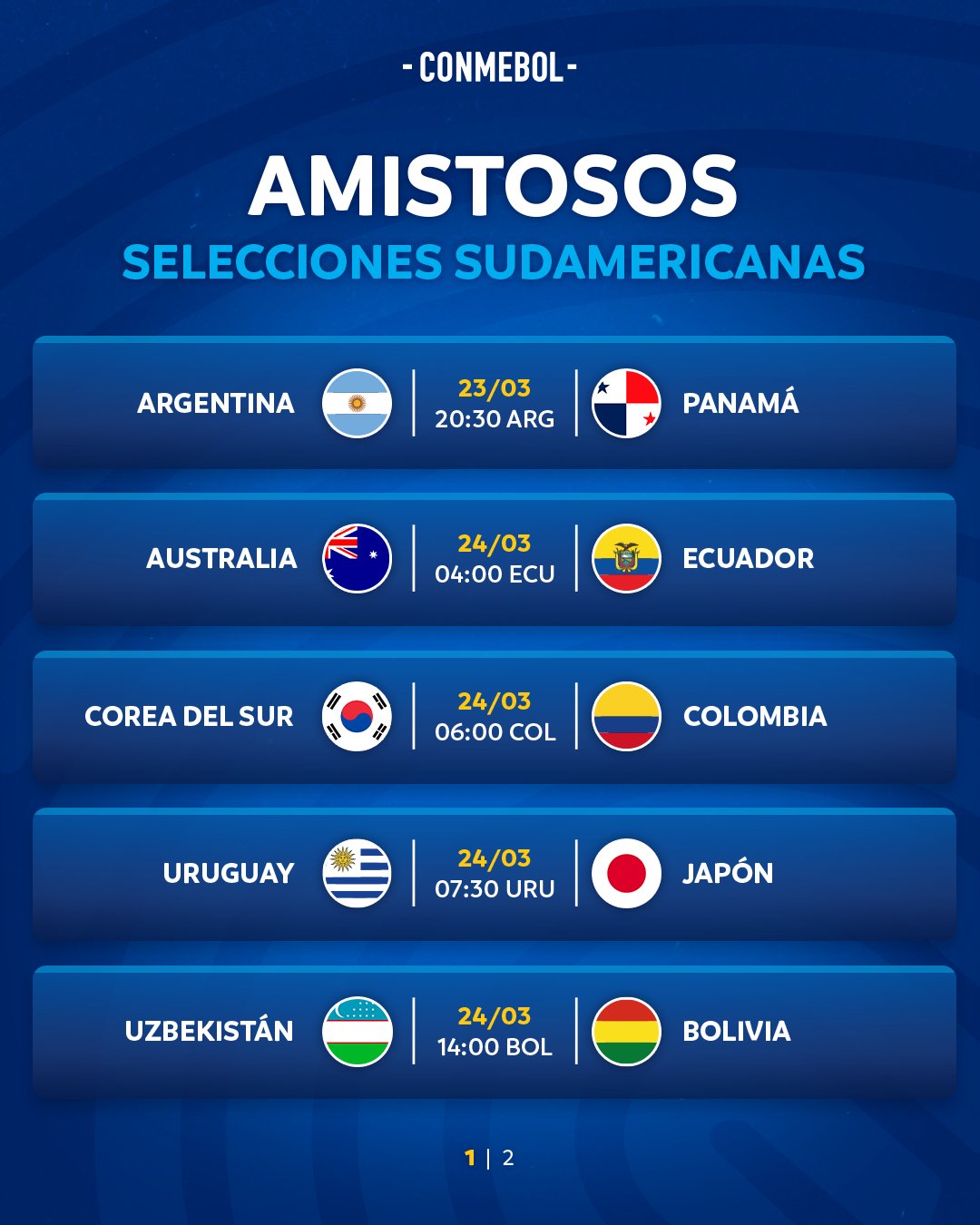 CONMEBOL.com on X: ¡La agenda de partidos de las selecciones