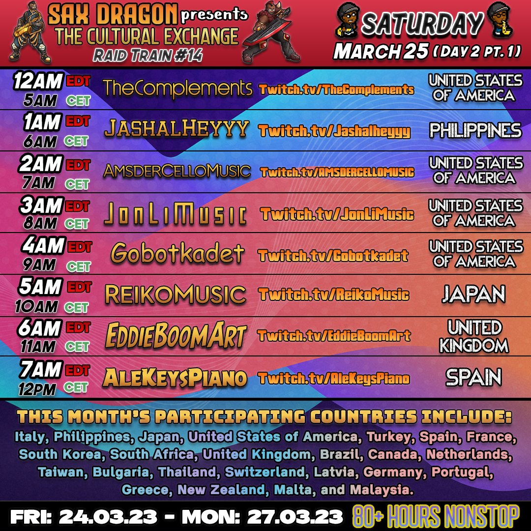 OK RAID TRAIN THIS WEEKEND, FRIDAY AND SATUDAY FOR ME! In PST:
Friday 11PM and Saturday 9PM, both for an hour! (I'll be live an hour before each slot)