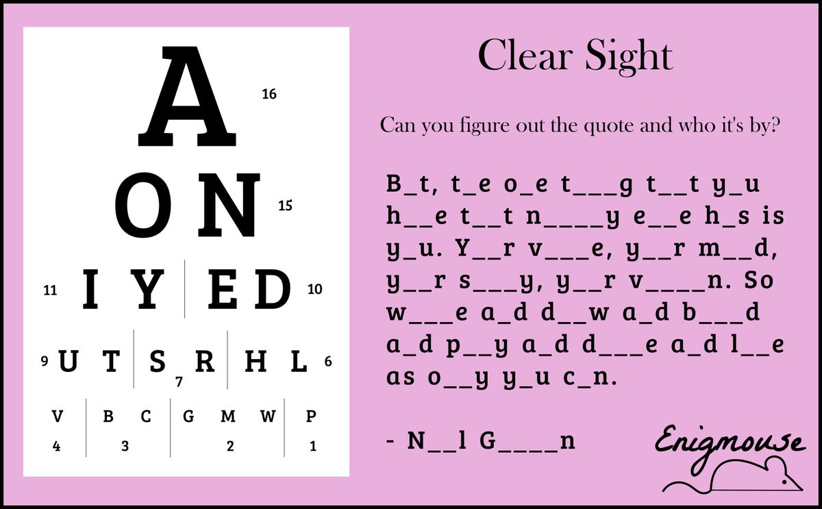 TheEnigmouse's tweet photo. #Enigmarch puzzle for Day 22: Vision https://t.co/5Nb5GYVapV