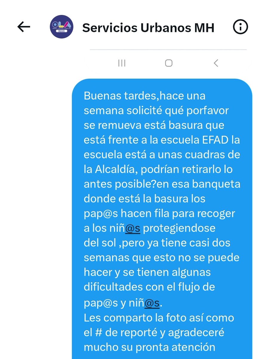 Martiene08's tweet photo. @mauriciotabe buenas tardes ayer escribí un mensaje a @OlaMHmx pidiendo su apoyo respecto a un reporte y no recibí respuesta,Estimado Alcalde nos puede apoyar en esto porfavor? https://t.co/1ircoMrvmE