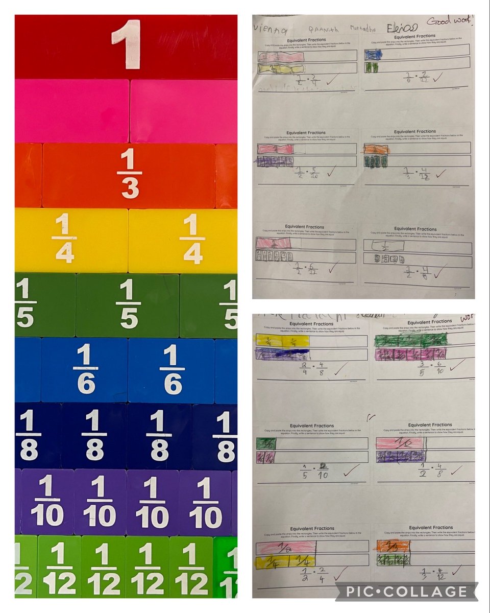 Grade 2s did a great job finding equivalent fractions then recording their answers by using fraction tiles ⁦<a href="/WilfridJuryPS/">Wilfrid Jury PS</a>⁩