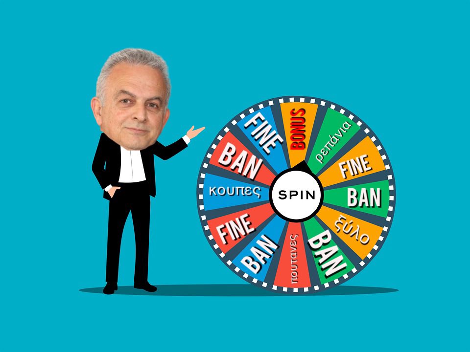 Vrionides spins the wheel. I hope I get κούπες!