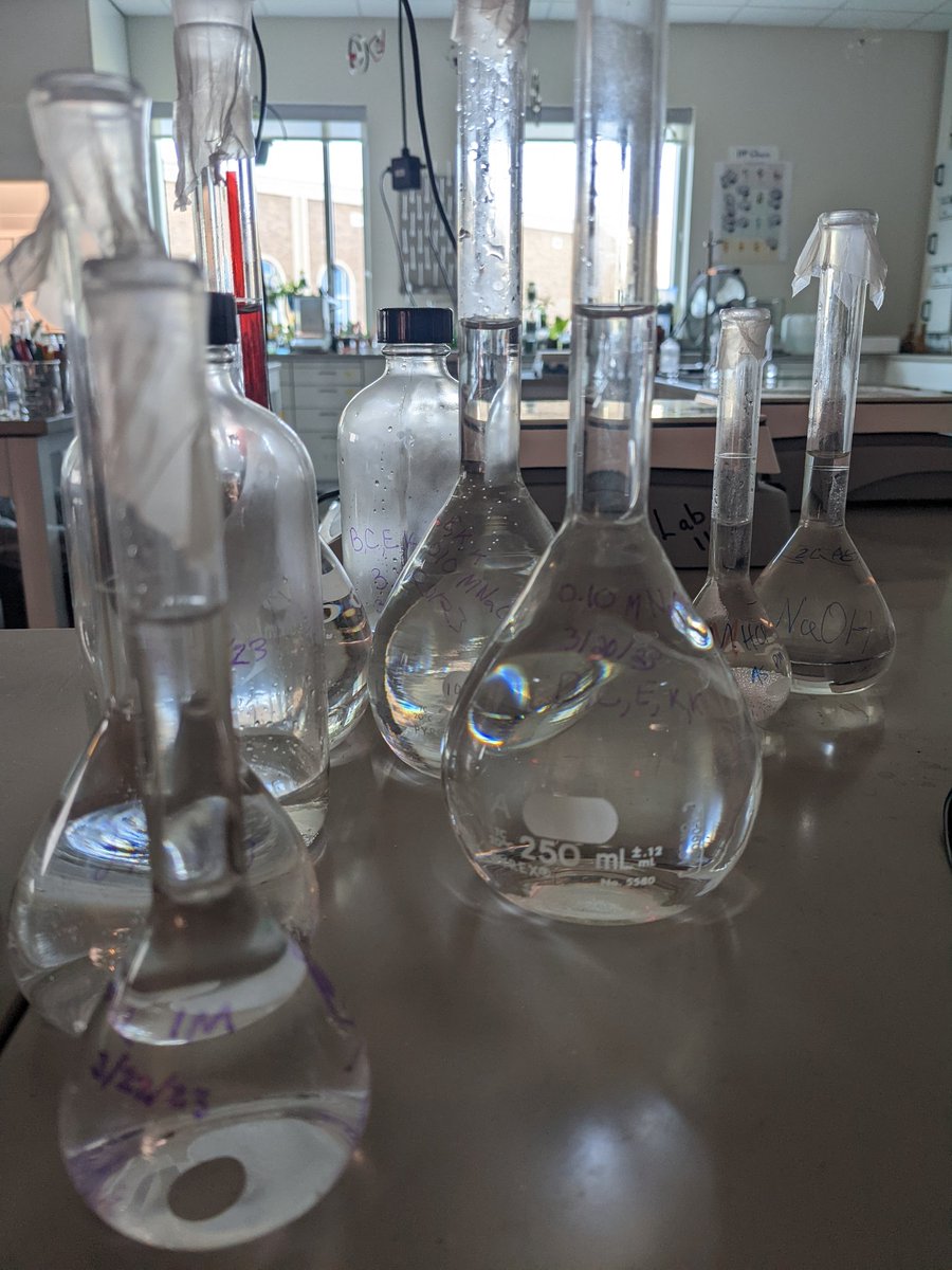 #IBMYP Chem unit on solutions has just begun.  I used to have students do a dilutions lab with colored water but this year, I decided we would make  'real' solutions that we will need for labs later in the unit.  Not as pretty but so much more purposeful! <a href="/dhsmyp/">Denton High MYP</a>