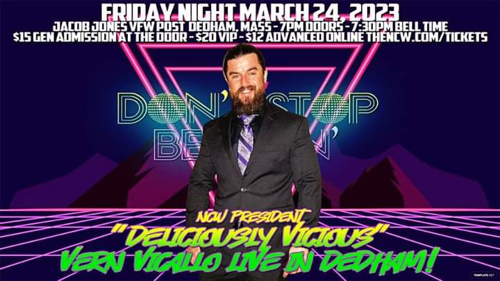 the_NCW's tweet photo. The new #NCW President @VernVicallo will be in the house Friday night at #DontStopBelievin after winning the presidency in a landslide at #WrestleFestXVII! https://t.co/PrYKCbPLuA