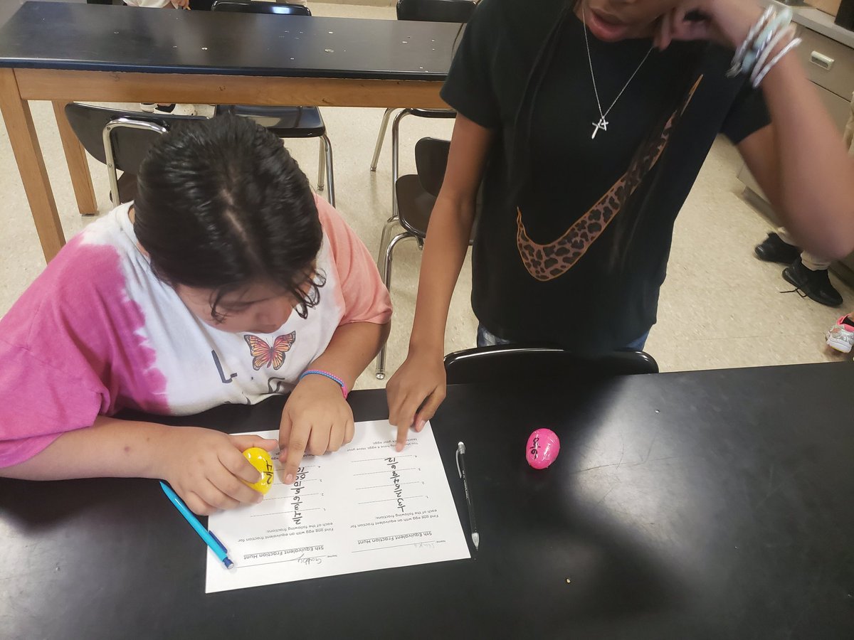 JessicaWKent's tweet photo. The 4th graders @AthensAIS rocked the equivalent fraction egg hunt today. #ACAPready @AMSTI4all @AMSTI_Athens @AthensALSchools @2daysmath @amstiguy https://t.co/z3TFe2O481