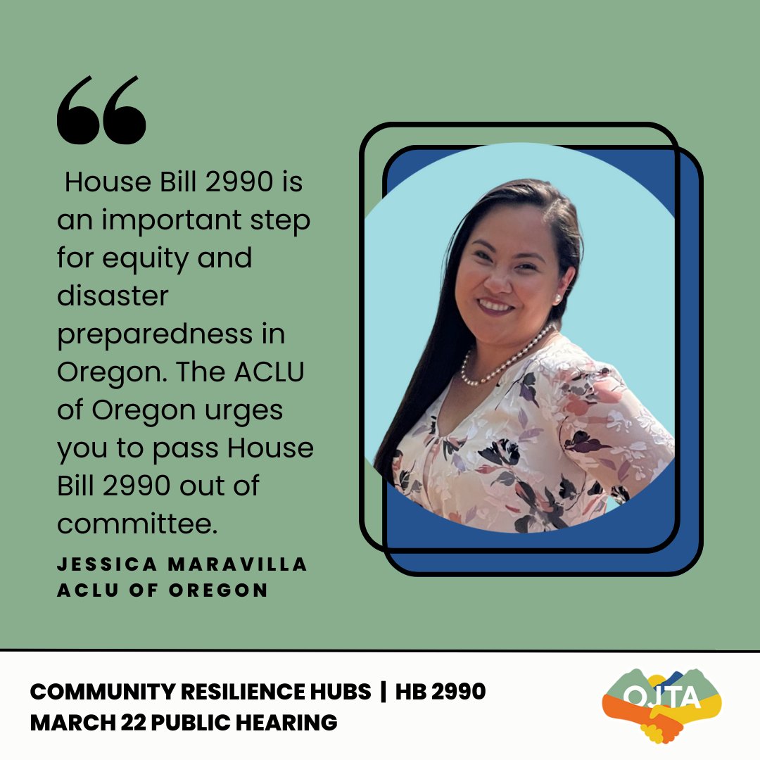 OregonJTA's tweet photo. The public hearing on #HB2990 had a great turnout! There were so many people there wasn't enough time for Jessica Maravilla to give testimony today, but @ACLU_OR showed up and showed out! Despite the lack of time, she left us with this quote. #orpol #orleg https://t.co/bQaLv4JxON