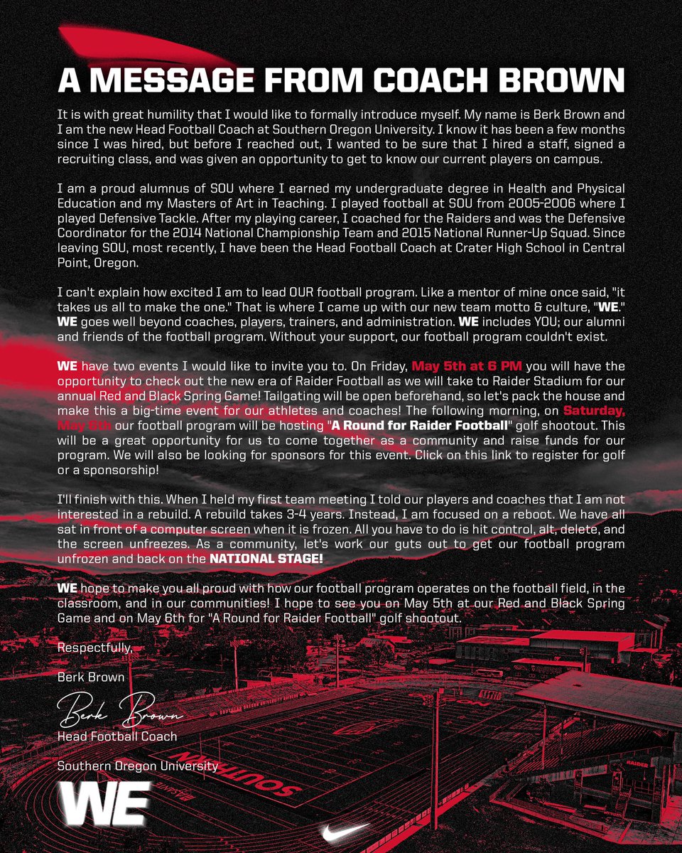 A message from Coach Brown.

#ScooDers #WE