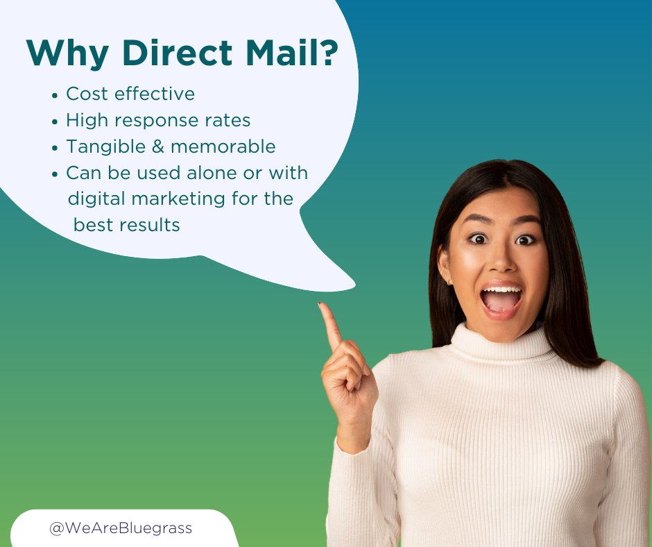 wearebluegrass's tweet photo. Most people have an easier time recalling a piece of mail they received than a digital ad they saw. Tangible ads are more memorable!
.
#directmail #directmarketing #directmailmarketing #snailmail #marketingstrategy #marketingplan #sharethelex #lexingtonky #postage #CTA https://t.co/aCci6q9N4g