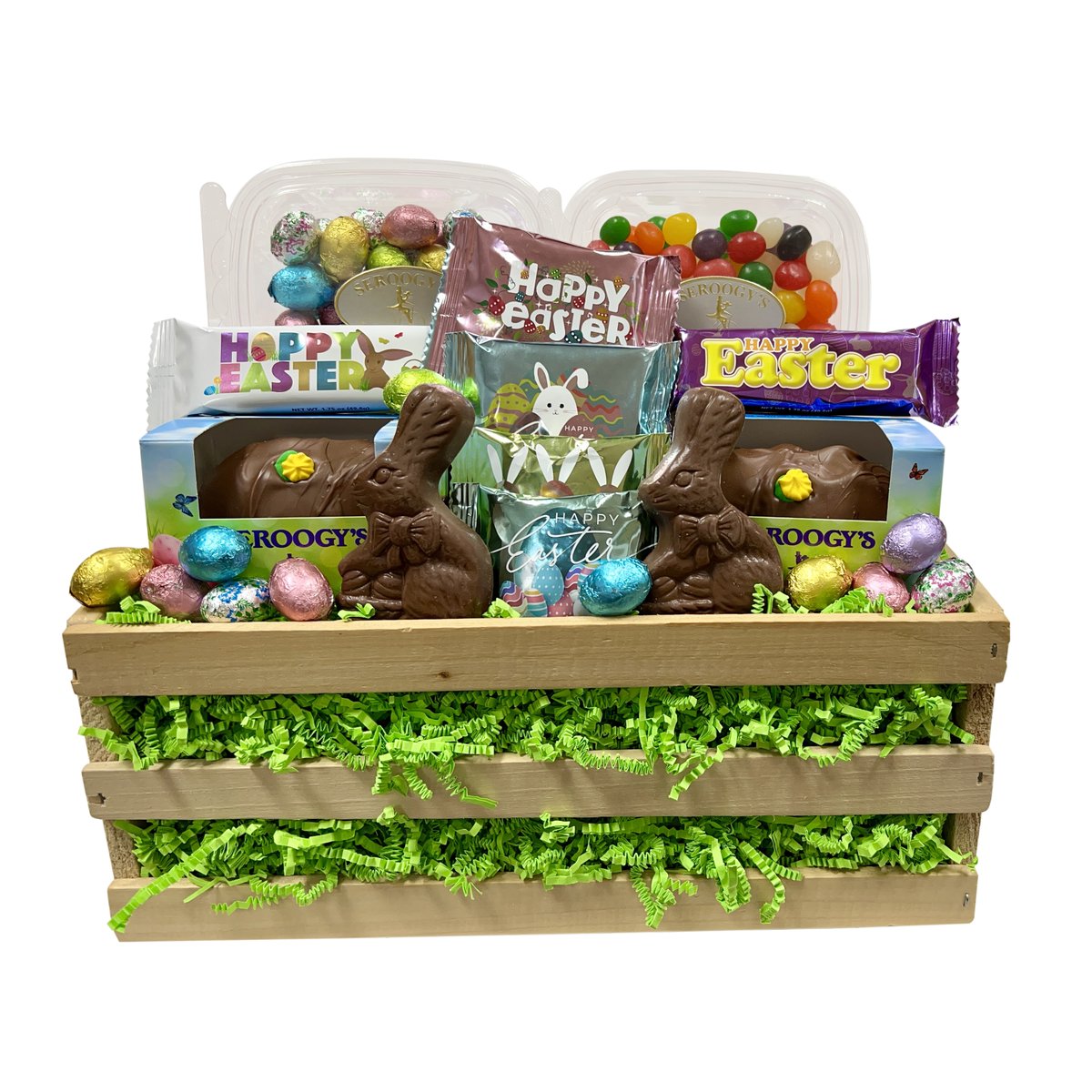 seroogys's tweet photo. Our Easter Morning Gift Crate is one of the Easter Bunny’s favorites and has a new selection of chocolate and candy!

There are enough treats in this gift to share. https://t.co/VRWQ3gOudE https://t.co/MC8yzVbBsq