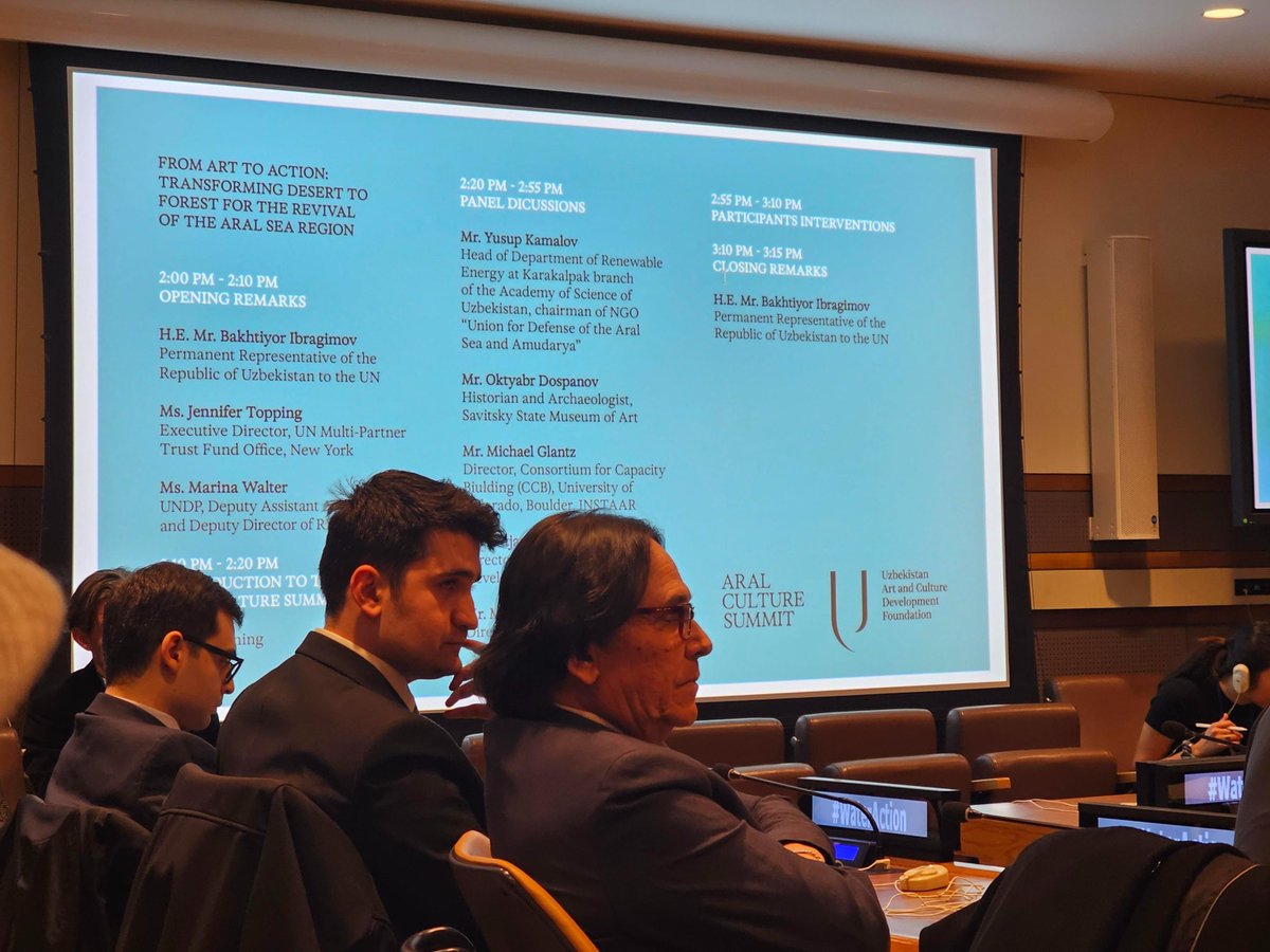 ccb_boulder's tweet photo. #CCB @MickeyGlantz is presenting at the #UN United Nations today about the Aral Sea drying up and the need for #Sustainability for the #future of the region. #WaterAction #Uzbekistan #UNWaterConference https://t.co/9Uv5QL0RHV