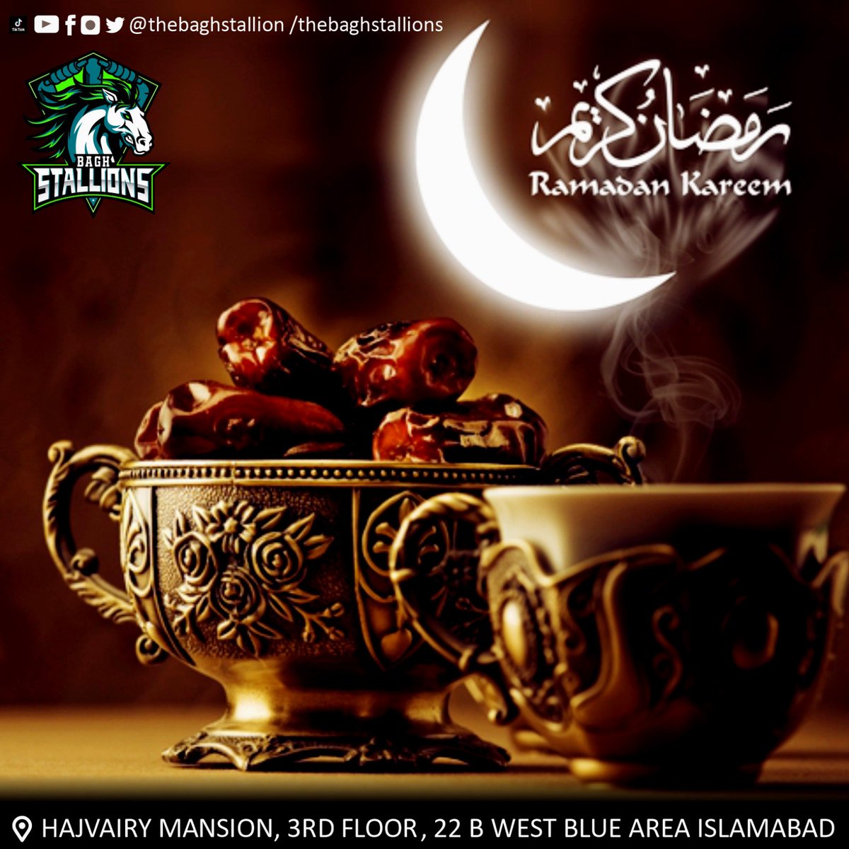 thebaghstallion's tweet photo. Ramadan Mubarak from Bagh Stallions to all of our Muslim brothers and sisters around the world! 🌙✨   Ramadan Kareem! 🙏🏼 #RamadanMubarak #BlessedMonth #SpreadKindness #thebaghsllions #baghistudios🌙✨ https://t.co/RNyinV2oP3