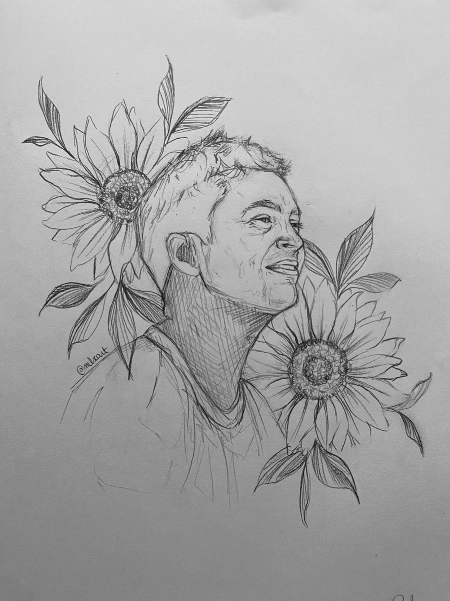 mlxart's tweet photo. very quick (1hour) sketch of @tylerrjoseph with flowers because why not ? he’s happy. 

#cliqueart #twentyonepilots @twentyonepilots https://t.co/nHrK1BS5rO