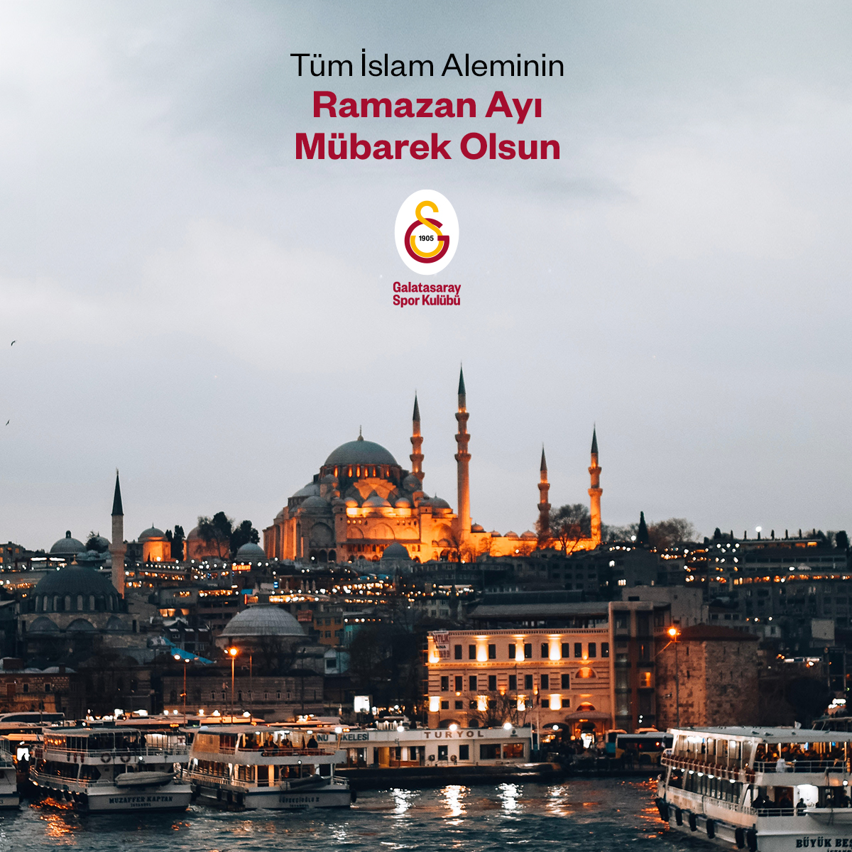 GalatasaraySK's tweet photo. 11 ayın sultanı #Ramazan ayının tüm insanlığa sağlık, huzur ve mutluluk getirmesini temenni ederiz. https://t.co/ssQgLc2DjU