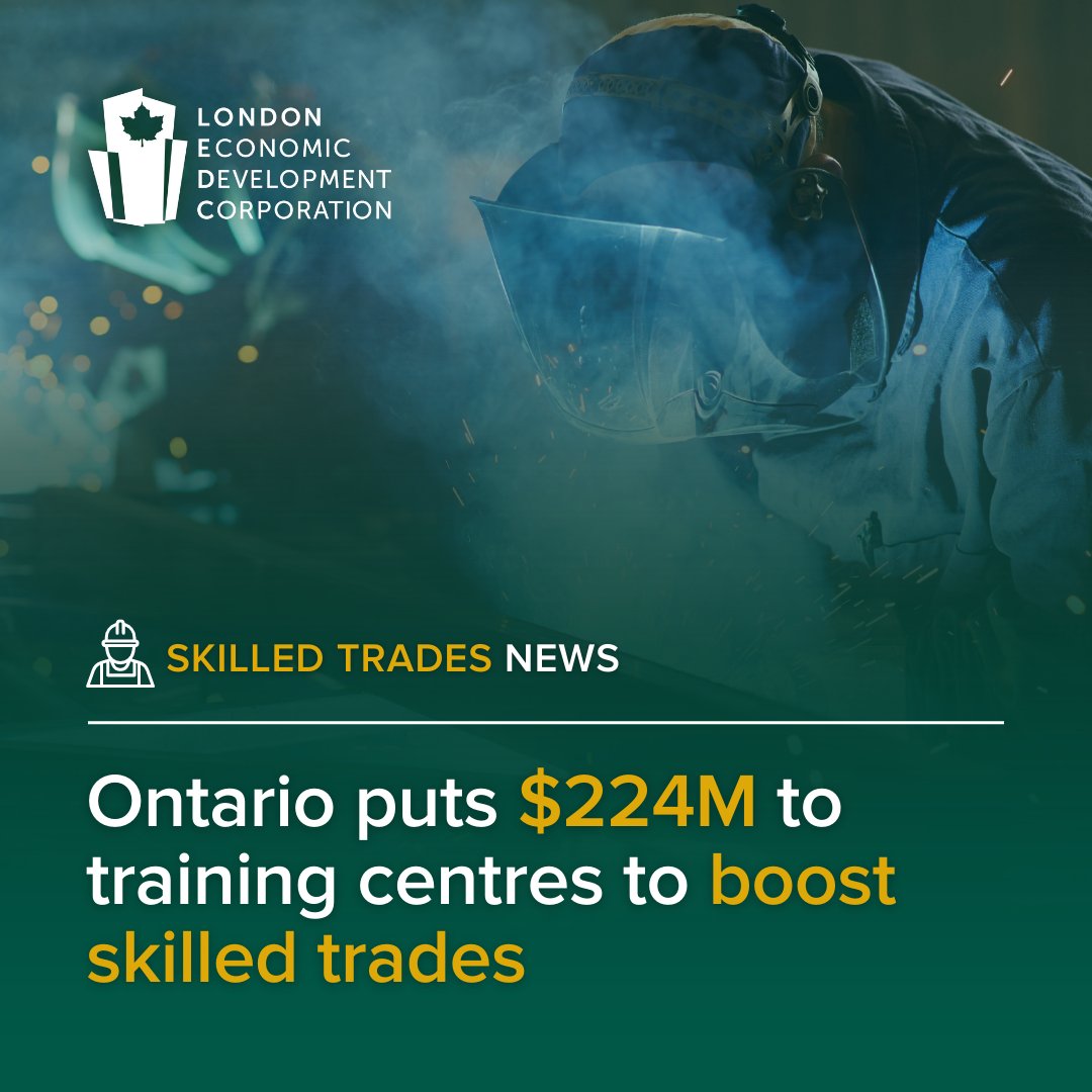 LondonEDC's tweet photo. In an effort to boost #skilledtrades in the province, Ontario has included $224M more to build & upgrade #trainingcentres, planning to spend $75 million more over the next three years to support operations at those centres 🏗️
Full @globalnews article: https://t.co/6qBFwRQtCe 🔗 https://t.co/sQegV8qjYk