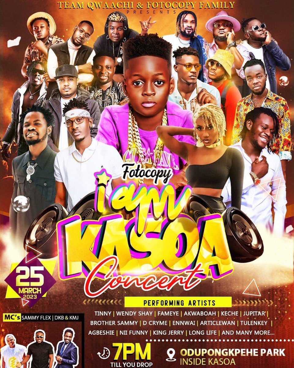 flexkgermain's tweet photo. Catch #FotoCopy live this weekend, 25th March, 2023 ( Saturday 7PM sharp ) for his MEGA concert in KASOA #IamKasoaConcert , at ' Odupongkpehe Park' he's bringing all the top stars โจ, make a date it's FREE.
Be proud of Kasoa and make sure you rep ๐ฅโโค๏ธ
@fotocopymusic https://t.co/fWyjl8Acj0